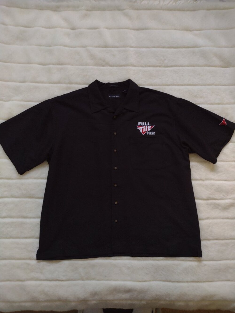 Ultra Club Men's Button-Up Shirt Full Tilt Poker XL Black Short Sleeve